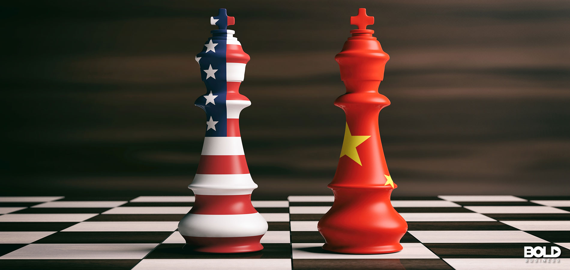 Two chess pieces representing a U.S.-China decoupling