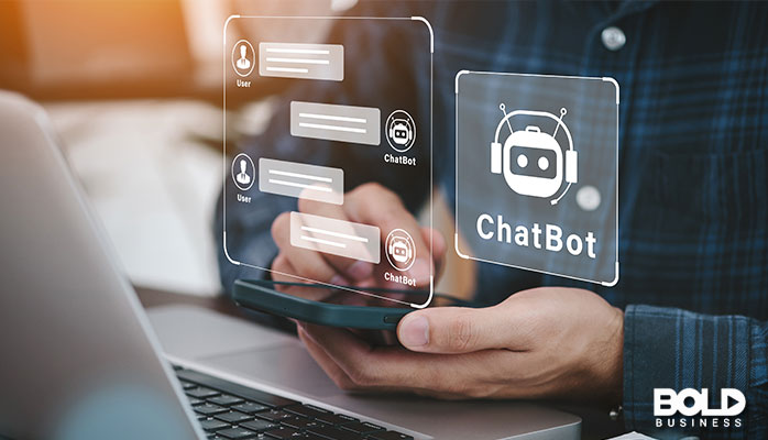 Someone using an AI chatbot to conduct a search