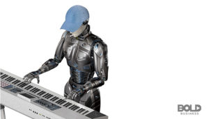 A robot DJ exemplifying AI in music production