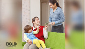 A woman paying the nanny tax for childcare