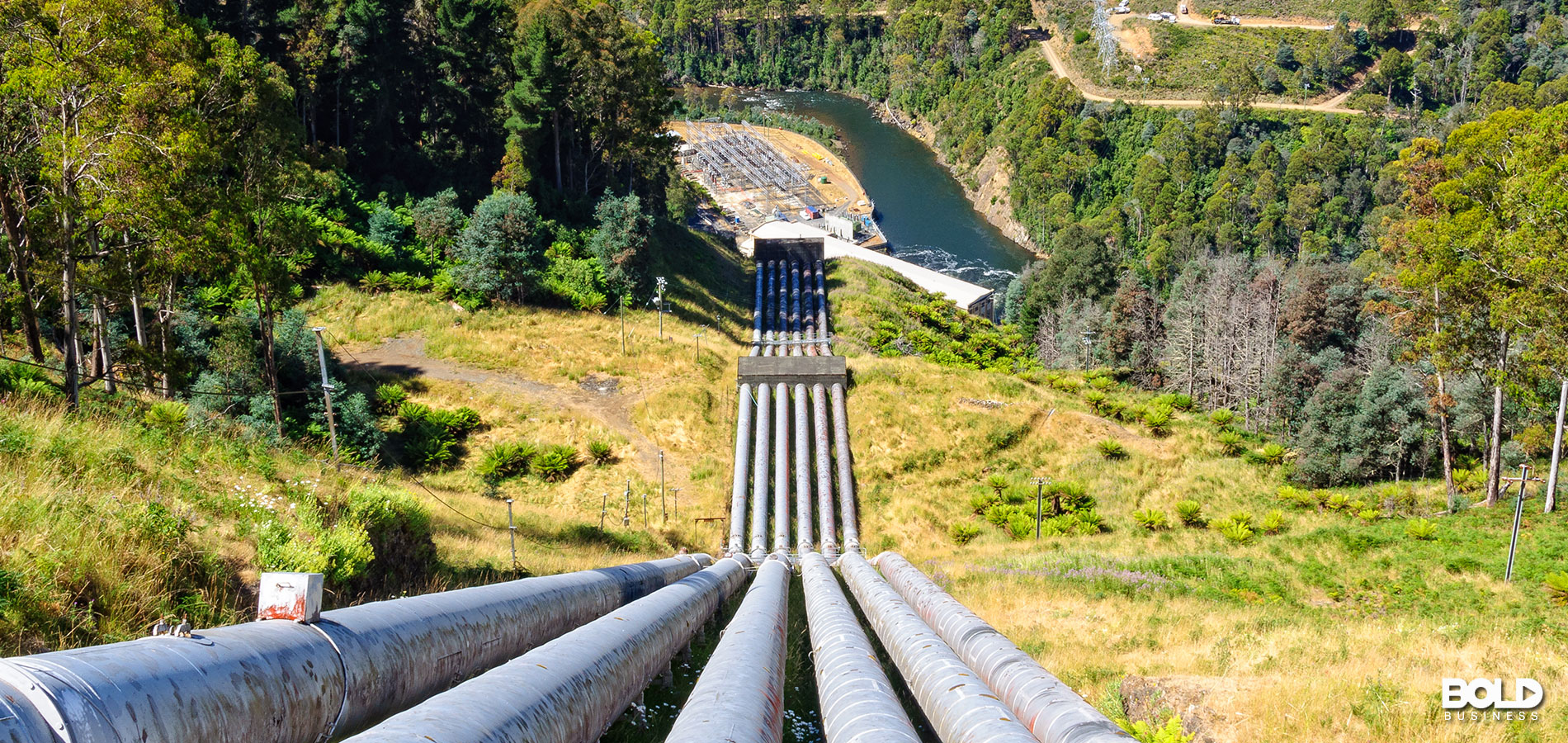 Gravity helping out a hydroelectric operation
