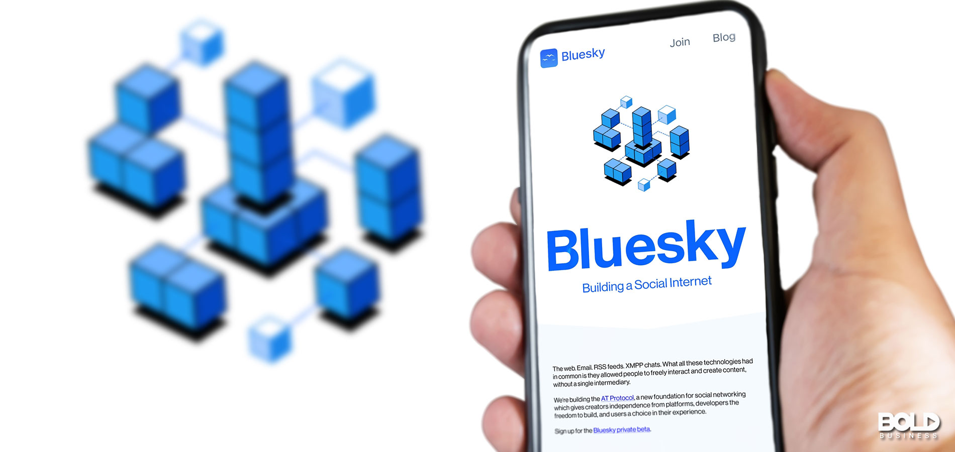 Someone holding the Bluesky app in their hand