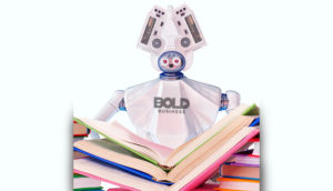 a robot doing AI book generations