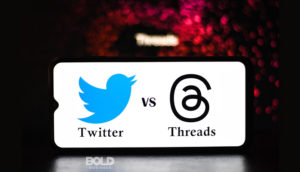 Threads versus Twitter apps, via their logos