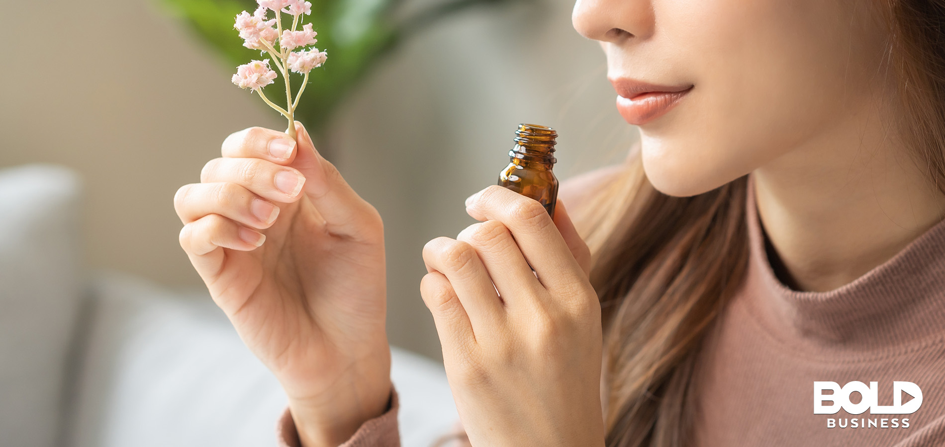 A woman exploring the effect of scents on the brain