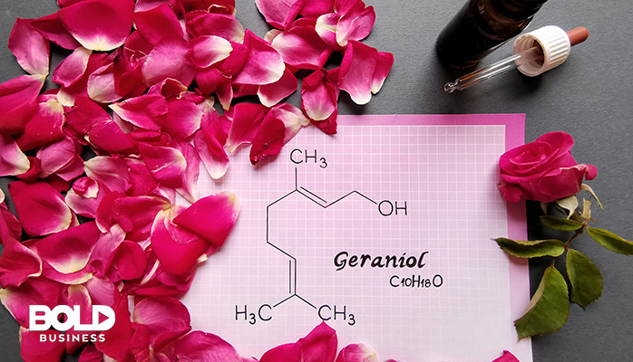 some rose petals on a chemical compound