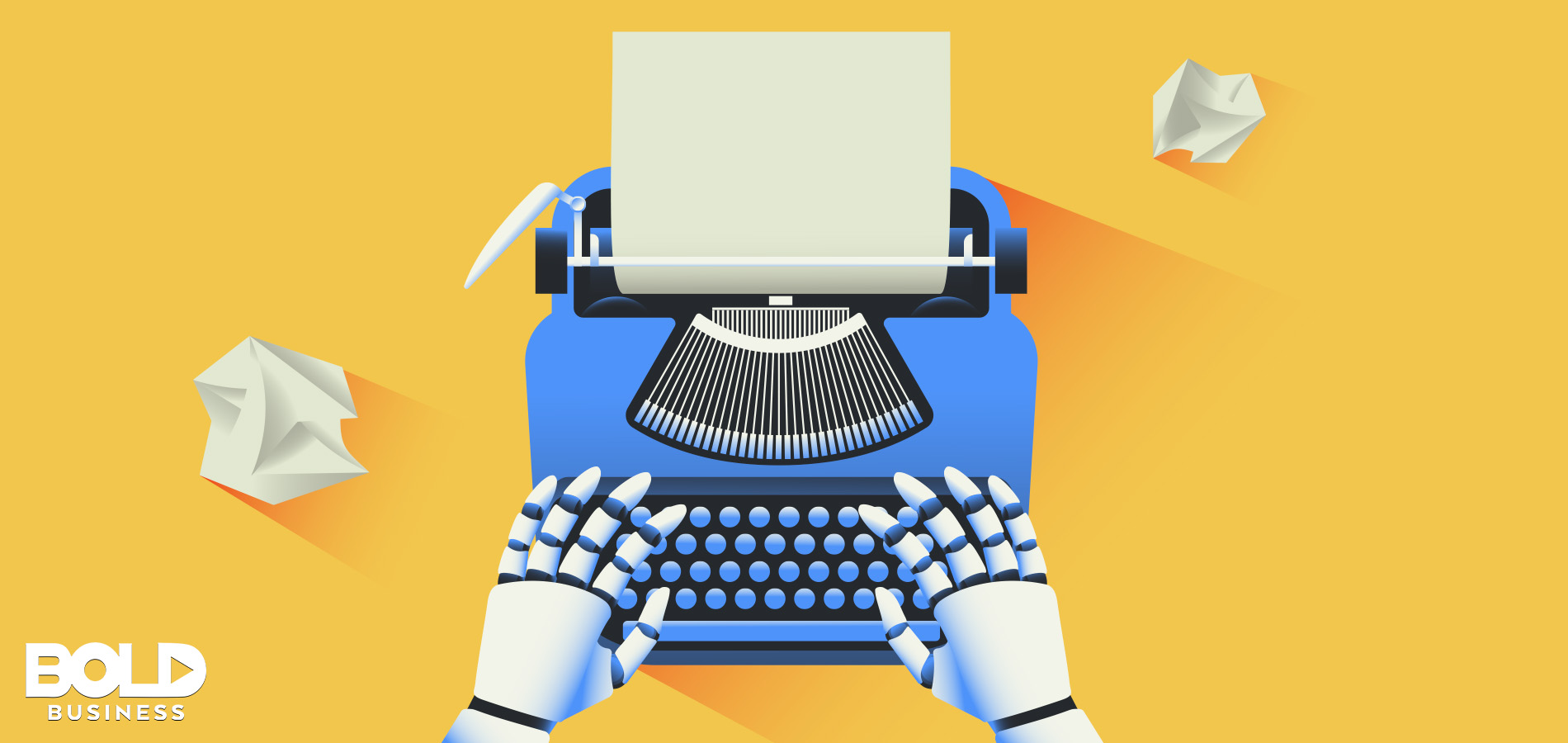 fake AI-generated articles on a typewriter