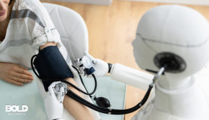 a robot showing healthcare trends in 2024