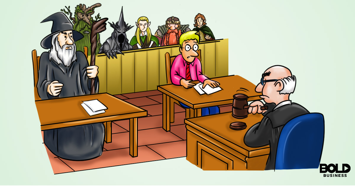 a cartoon of a copyright infringement case