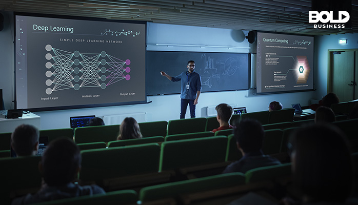 a professor talking generative AI to his class