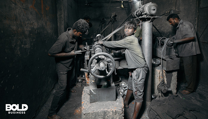 some kids working in deplorable conditions