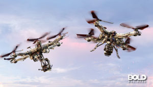 autonomous military drones in flight