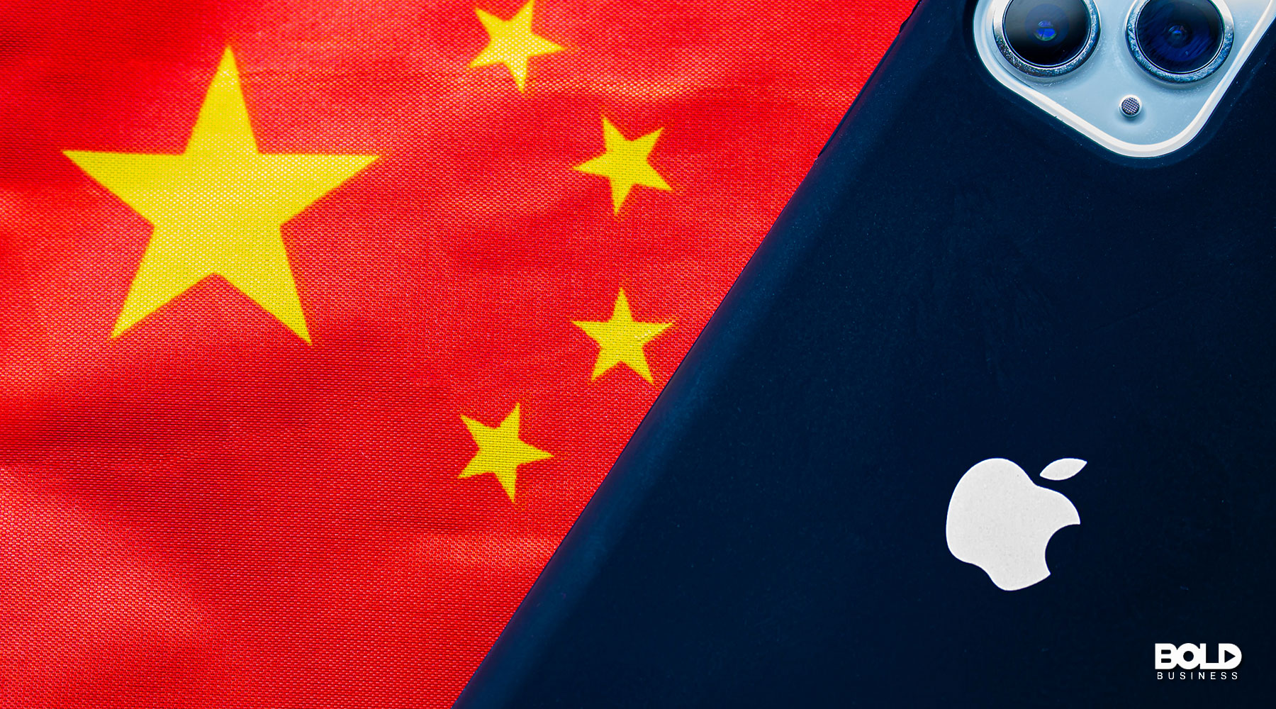 an iPhone and a Chinese flag