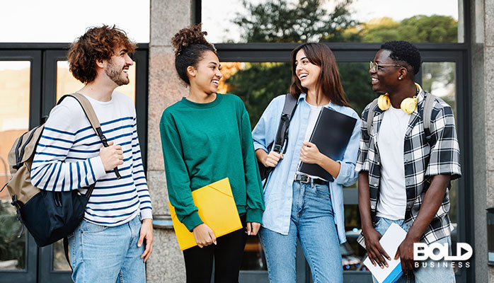 a diverse student body talking
