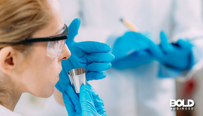 a doctor sniffing some stuff up