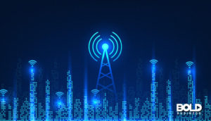 a digital skyline with an internet signal