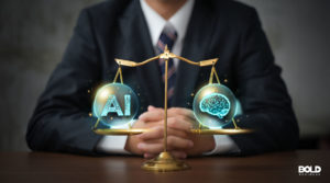 AI government policy and some dude before a scale