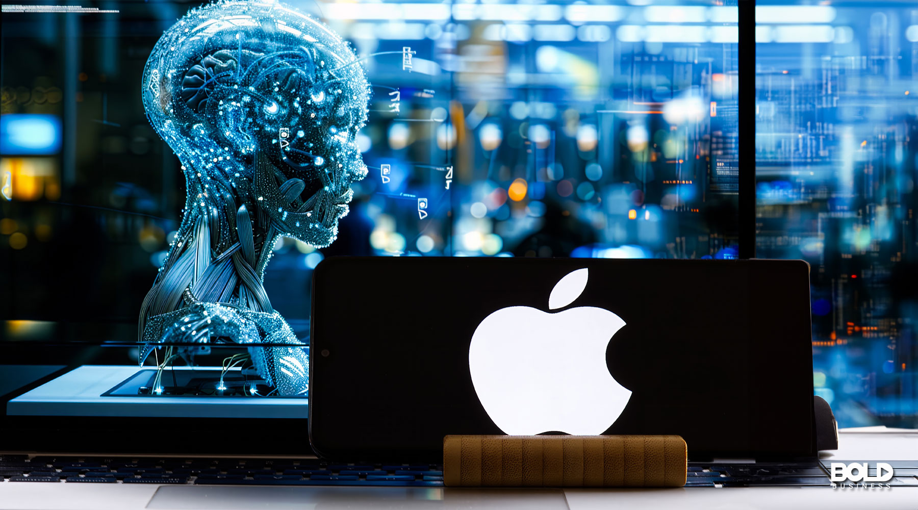 Apple and OpenAI partnership as shown by a digital head