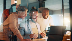 people reaping the benefits of a happy workplace