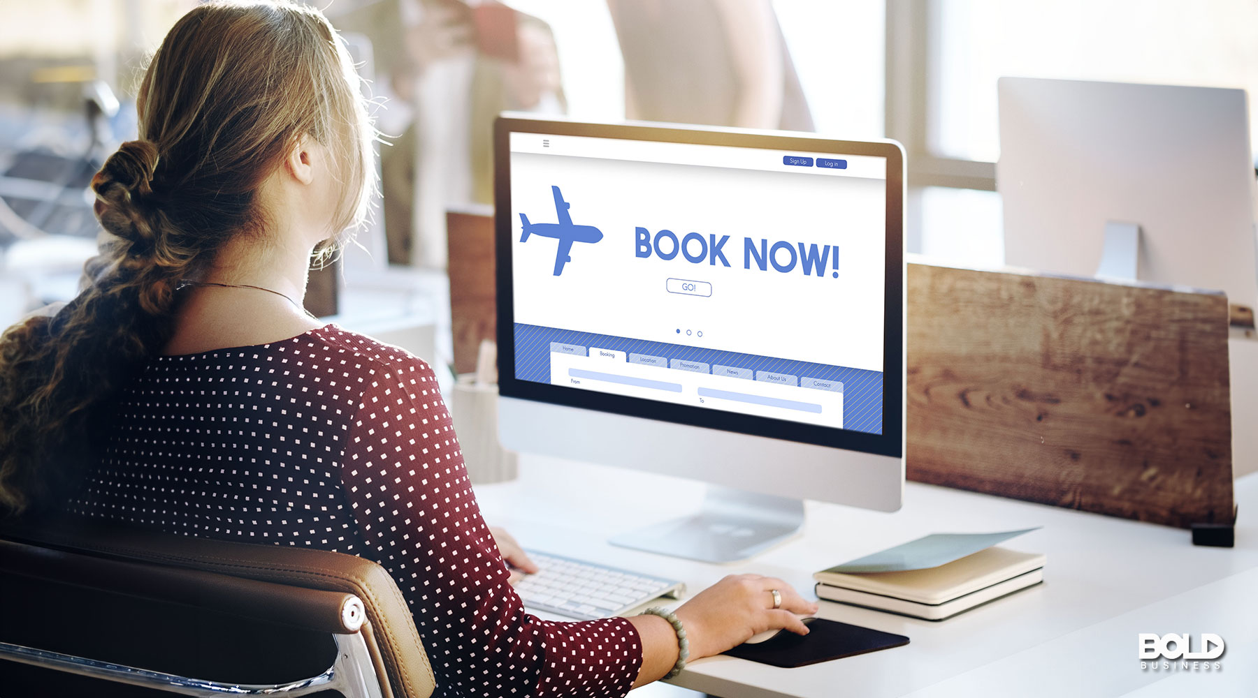 a woman using travel and hospitality BPO service