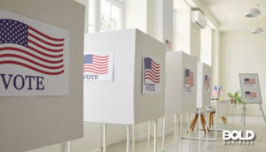 the AI threat to U.S. elections and some voting booths