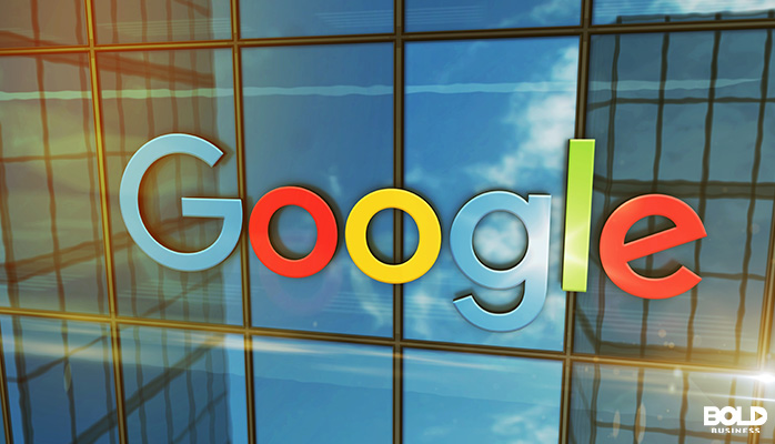 the Google sign glistening in the sun