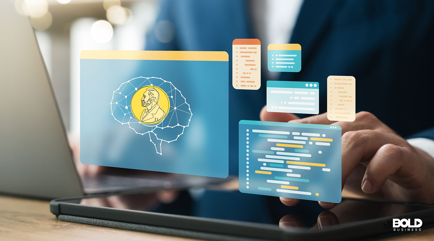 2024 Nobel Prize in Physics winners working on laptops